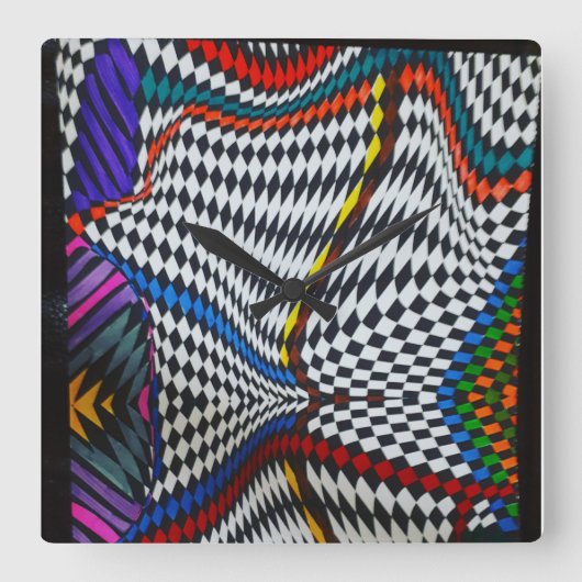 光学錯覚ウォールクロック スクエア壁時計 (正面)