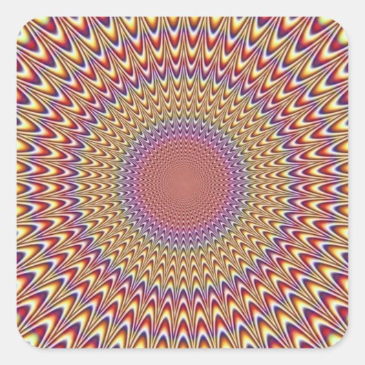光学錯覚サークル催眠虹カラフル スクエアシール (正面)