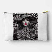 "光学錯覚シック – はっきりしたコスメストライプのティックバッグ アクセサリーポーチ (裏面)