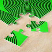 光学錯覚スパイラルパターンネオングリーンブラック ジグソーパズル (側面)