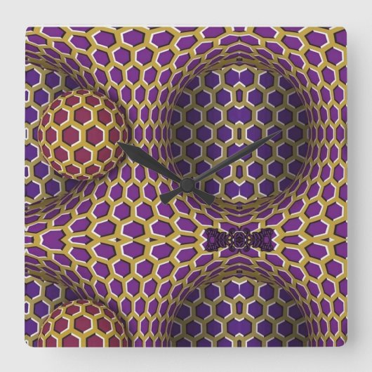 光学錯覚トリック回転旋回時間 スクエア壁時計 (正面)