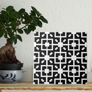 光学錯覚ブラックとホワイトの幾何学的パターン タイル