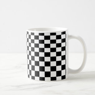 光学錯覚ブラックとホワイト市松模様にの コーヒーマグカップ