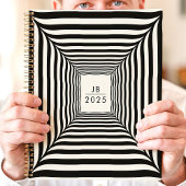 光学錯覚ブラック&ホワイトストライプ2025 プランナー手帳