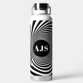 光学錯覚ボルテックスモノグラムブラック&ホワイト ウォーターボトル (背面)