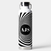 光学錯覚ボルテックスモノグラムブラック&ホワイト ウォーターボトル (正面)