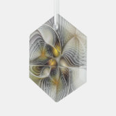 光学錯覚抽象芸術奥行き3Dフラクタル ガラスオーナメント (正面左)