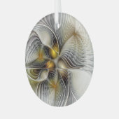 光学錯覚抽象芸術奥行き3Dフラクタル ガラスオーナメント (正面左)