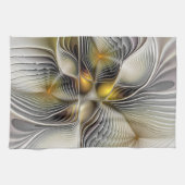 光学錯覚抽象芸術奥行き3Dフラクタル キッチンタオル (横)