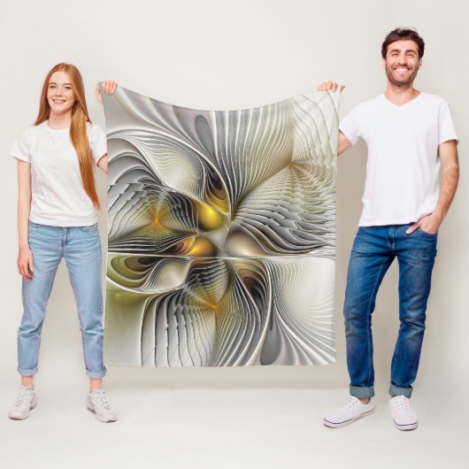 光学錯覚抽象芸術奥行き3Dフラクタル フリースブランケット (インサイチュ)