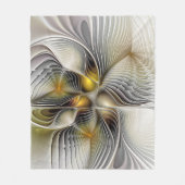 光学錯覚抽象芸術奥行き3Dフラクタル フリースブランケット (正面)