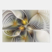 光学錯覚抽象芸術奥行き3Dフラクタル ラッピングペーパーシート (正面)