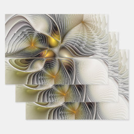 光学錯覚抽象芸術奥行き3Dフラクタル ラッピングペーパーシート