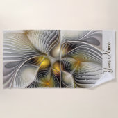 光学錯覚抽象芸術3Dフラクタル深さ名 ビーチタオル (正面)