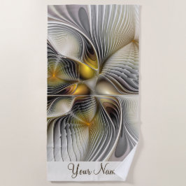 光学錯覚抽象芸術3Dフラクタル深さ名 ビーチタオル