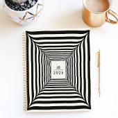 光学錯覚 ブラック&ホワイト ストライプ 2025 プランナー手帳