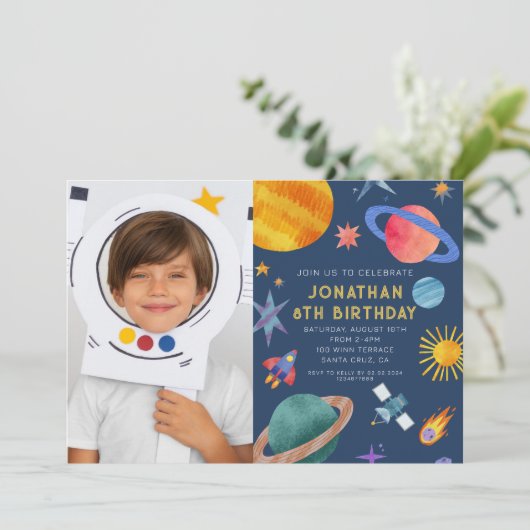 光宇宙飛行士の惑星宇宙ボーイ誕生日 招待状 (スタンド正面)