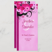 光明るい赤紫色フローラ結婚式 プログラムテンプレートカード プログラム (正面/裏面)