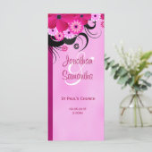 光明るい赤紫色フローラ結婚式 プログラムテンプレートカード プログラム (スタンド正面)