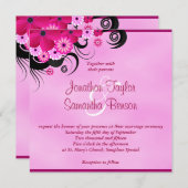 光明るい赤紫色マゼン結婚タフローラの5.25インチ招待状 招待状 (正面/裏面)