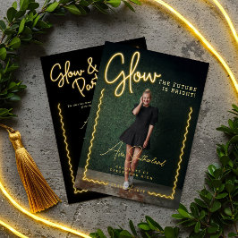 光未来は明るいおもしろいイエローネオン卒業 箔招待状