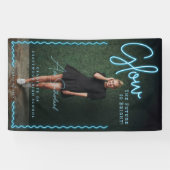 光未来は明るいおもしろいブルーネオン卒業 横断幕 (横)