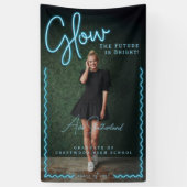 光未来は明るいおもしろいブルーネオン卒業 横断幕 (縦)