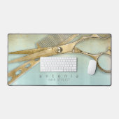 光沢および光沢美容師金ゴールド/ティール（緑がかった色）ID814 デスクマット (キーボード&マウス)