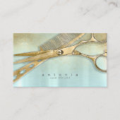 光沢および光沢美容師金ゴールド/ティール(緑がかった色)ID814 名刺 (正面)
