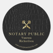 光沢お洒落ブラッククロコダイル金ゴールドアイコン公証人 ラウンドシール (正面)