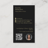 光沢お洒落ブラッククロコダイル金ゴールド公証人アイコンQR 名刺 (裏面)