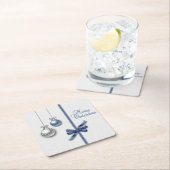 光沢があるエレガントなクリスマスの球 スクエアペーパーコースター (インサイチュ)