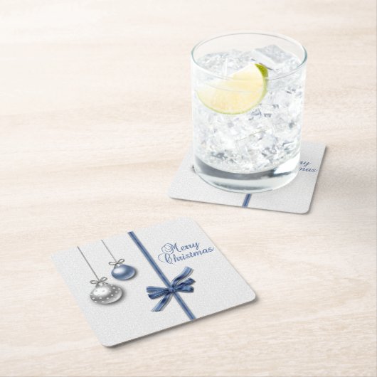 光沢があるエレガントなクリスマスの球 スクエアペーパーコースター (インサイチュ)