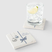 光沢があるエレガントなクリスマスの球 ストーンコースター (横)