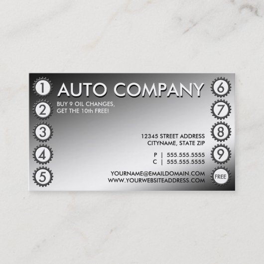 光沢があるギアのパンチカード ロイヤリティカード (正面)