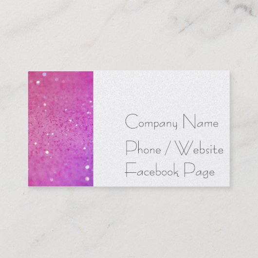光沢があるショッキングピンクのグリッター-輝き 名刺 (裏面)