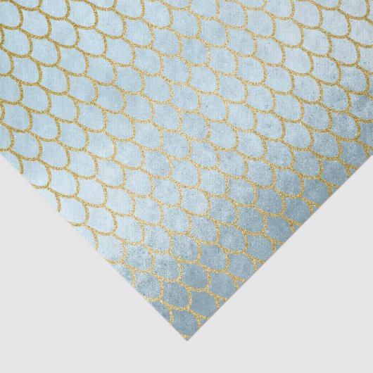 光沢があるティール（緑がかった色）の金ゴールドのグリッターの人魚のスケール 薄葉紙 (詳細)