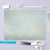 光沢があるティール（緑がかった色）の金ゴールドのグリッターの人魚のスケール 薄葉紙 (クラフト)