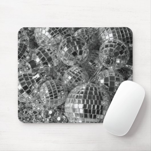 光沢があるディスコの球は白黒写真を飾ります マウスパッド (マウス)