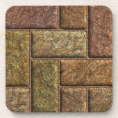 光沢があるデジタル煉瓦パターン青銅および銅 コースター (正面)