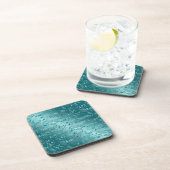 光沢があるペイズリーのターコイズ コースター (右側)
