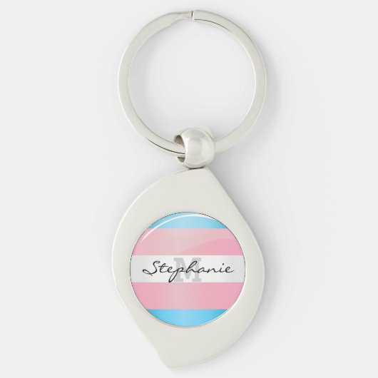 光沢がある円形のトランス・ジェンダーのプライドの旗 キーホルダー (正面)