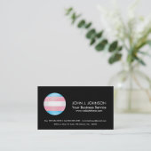 光沢がある円形のトランス・ジェンダーのプライドの旗 名刺 (スタンド正面)