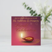 光沢がある幸せなDiwali -招待状光のフェスティバル 招待状 (スタンド正面)