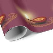 光沢がある幸せなDiwali Diya -包装紙 ラッピングペーパー (ロールコーナー)