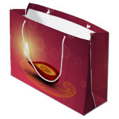 光沢がある幸せなDiwali Diya -大きいギフトバッグ ラージペーパーバッグ (裏面アングル)