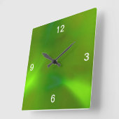 光沢がある揺らめくライムグリーン スクエア壁時計 (傾斜)