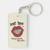 光沢がある支柱、赤い唇、モルおよび厚いまつげ キーホルダー (裏面)