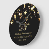 光沢がある星および数 ラージ壁時計 (傾斜)