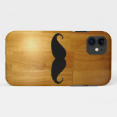 光沢がある木製の質の背景のおもしろいな髭 Case-Mate iPhoneケース (裏面(横))